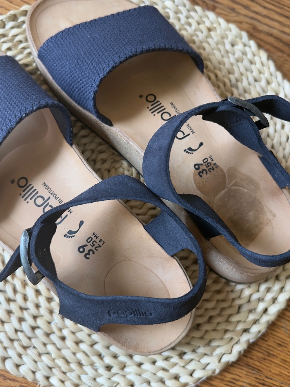 Papillio Navy Ankle-Strap Platform Sandals 8 - Picture 4 of 9